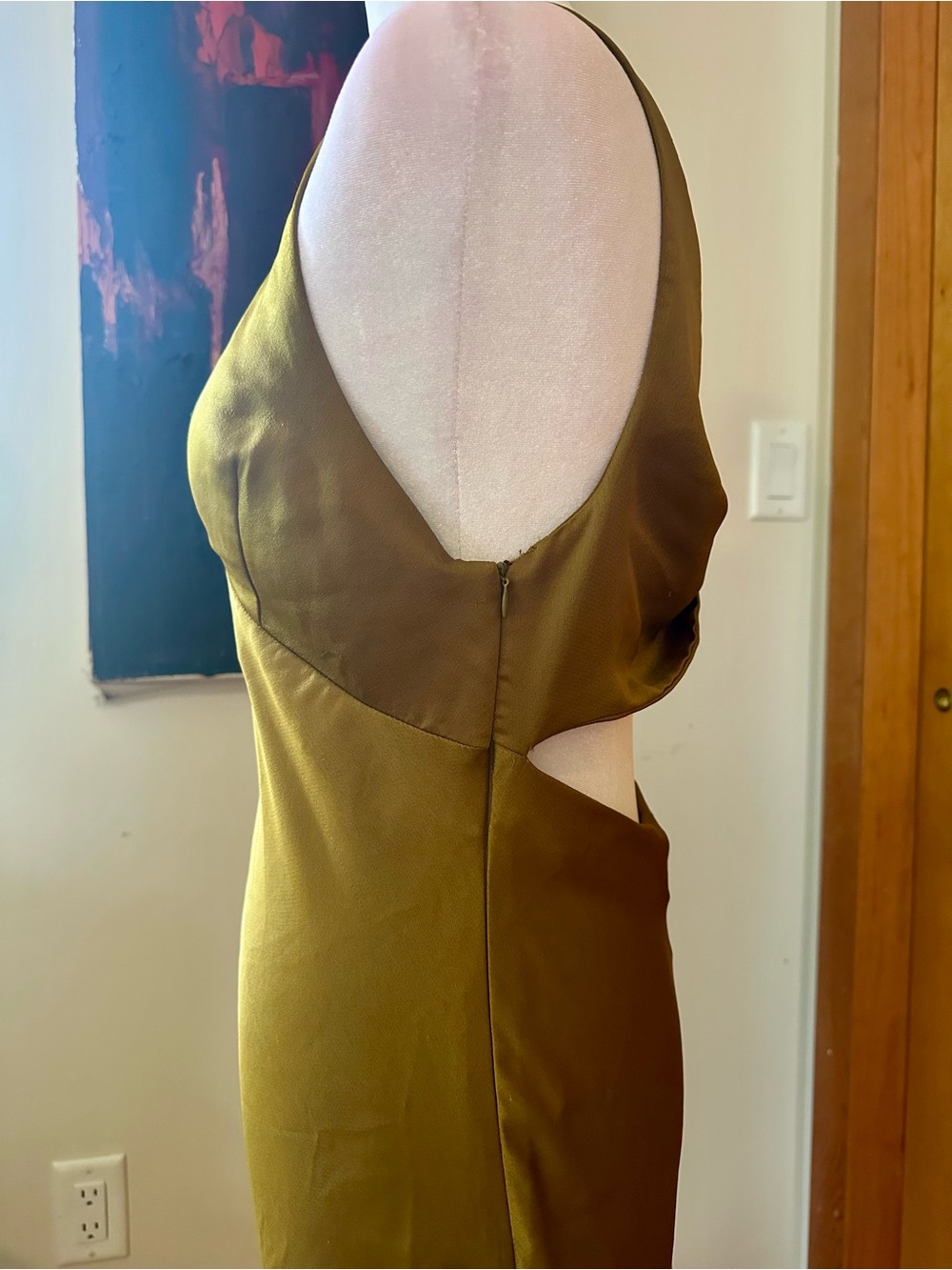 Zara Olive Green V-Neck Maxi Dress - Picture 5 of 8